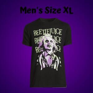 Mens BEETLEJUICE Graphic Crewneck T-shirt Black Size XL
